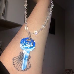 Iridescent key necklace